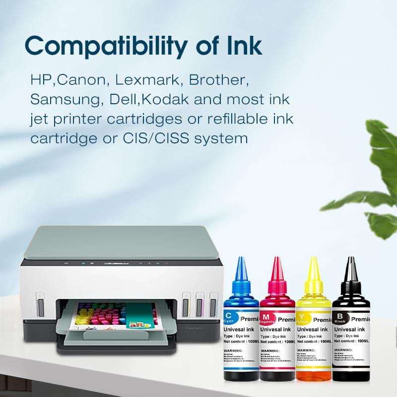 JANMORE Universal Ink Refills Kit Dye Ink Refill Kit Compatible for HP Canon Brother Samsung Dell Kodak Inkjet Printers Compatible Cartridges Refillable Cartridge CISS CIS System 4 Color Set - Image 2