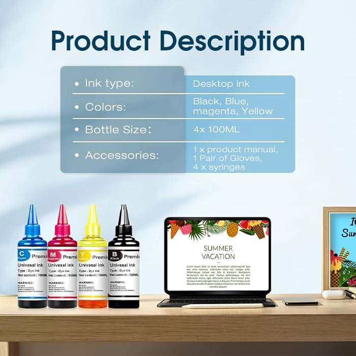 JANMORE Universal Ink Refills Kit Dye Ink Refill Kit Compatible for HP Canon Brother Samsung Dell Kodak Inkjet Printers Compatible Cartridges Refillable Cartridge CISS CIS System 4 Color Set - Image 4