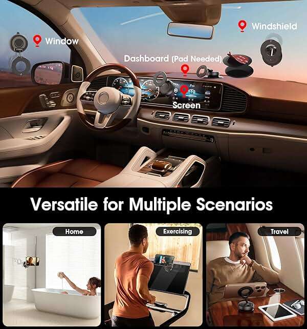 REOKILY 2026 Upgraded Vacuum Magnetic Car Phone Holder 360° Reinforced 96LBS Ultra Suction Cup Phone Mount for MagSafe Cell Phone Holders for Your Car/Gym/Mirror Mount for iPhone & Android - Image 2