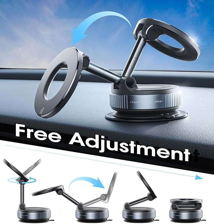 REOKILY 2026 Upgraded Vacuum Magnetic Car Phone Holder 360° Reinforced 96LBS Ultra Suction Cup Phone Mount for MagSafe Cell Phone Holders for Your Car/Gym/Mirror Mount for iPhone & Android - Image 5