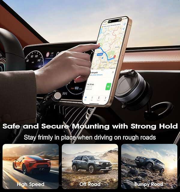 REOKILY 2026 Upgraded Vacuum Magnetic Car Phone Holder 360° Reinforced 96LBS Ultra Suction Cup Phone Mount for MagSafe Cell Phone Holders for Your Car/Gym/Mirror Mount for iPhone & Android - Image 8