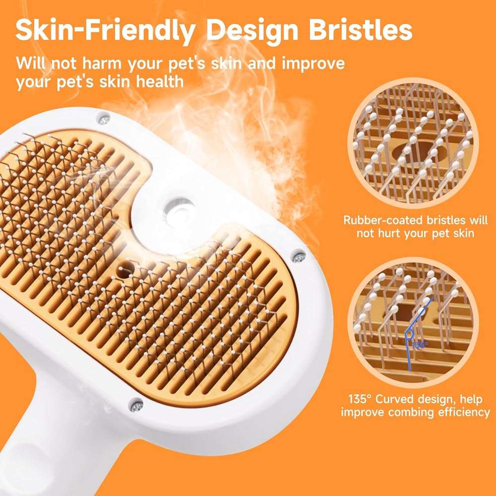 Pet Steam Brush for Dog & Cat – 3-in-1 Spray Hair Removal Comb for Shedding & Grooming, Softens Fur & Reduces Static – Water Brush for Long & Short Coats, Bath-Hating Pets, Includes Waterless Shampoo - Image 6