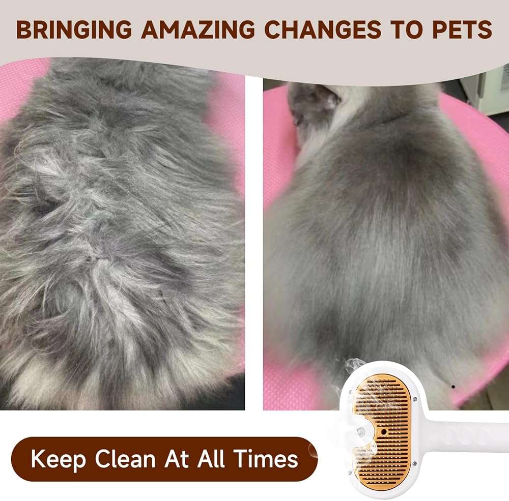 Pet Steam Brush for Dog & Cat – 3-in-1 Spray Hair Removal Comb for Shedding & Grooming, Softens Fur & Reduces Static – Water Brush for Long & Short Coats, Bath-Hating Pets, Includes Waterless Shampoo - Image 7