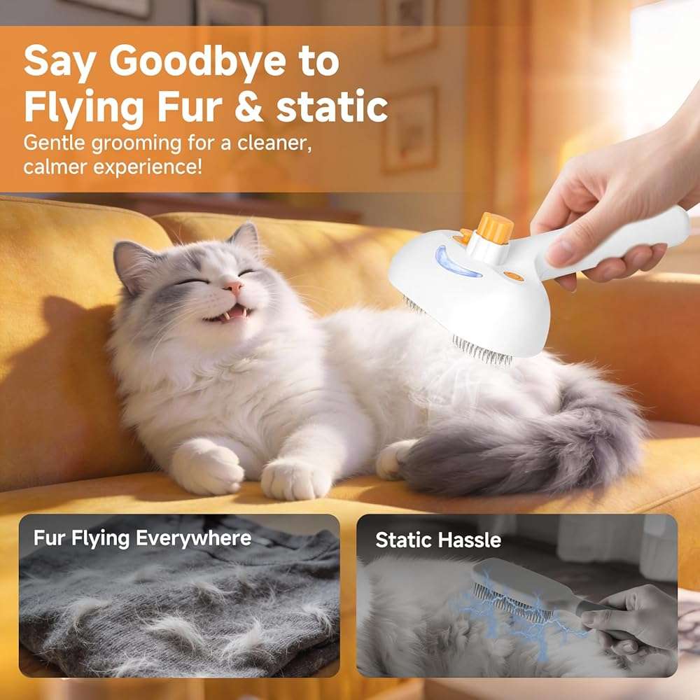 Pet Steam Brush for Dog & Cat – 3-in-1 Spray Hair Removal Comb for Shedding & Grooming, Softens Fur & Reduces Static – Water Brush for Long & Short Coats, Bath-Hating Pets, Includes Waterless Shampoo - Image 9