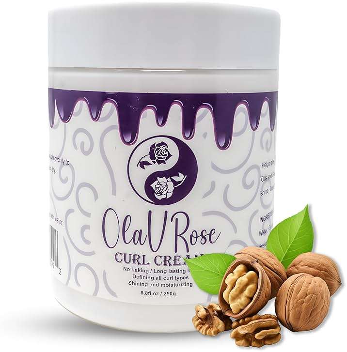 OlaVRose Curl Cream with Coconut Scent, 8.8 FL | Natural Curl Activator with Shea Butter, Wavy Hair | Organic Ingredients for All Hair Types|Defines and Controls Frizz - Image 1