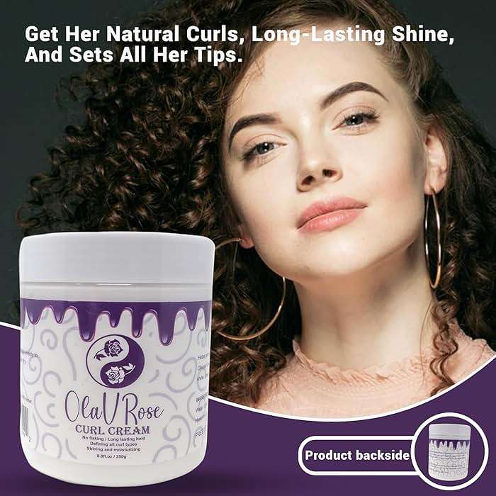 OlaVRose Curl Cream with Coconut Scent, 8.8 FL | Natural Curl Activator with Shea Butter, Wavy Hair | Organic Ingredients for All Hair Types|Defines and Controls Frizz - Image 6