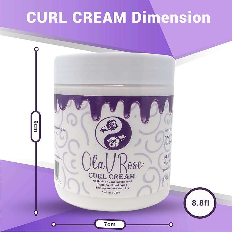 OlaVRose Curl Cream with Coconut Scent, 8.8 FL | Natural Curl Activator with Shea Butter, Wavy Hair | Organic Ingredients for All Hair Types|Defines and Controls Frizz - Image 7