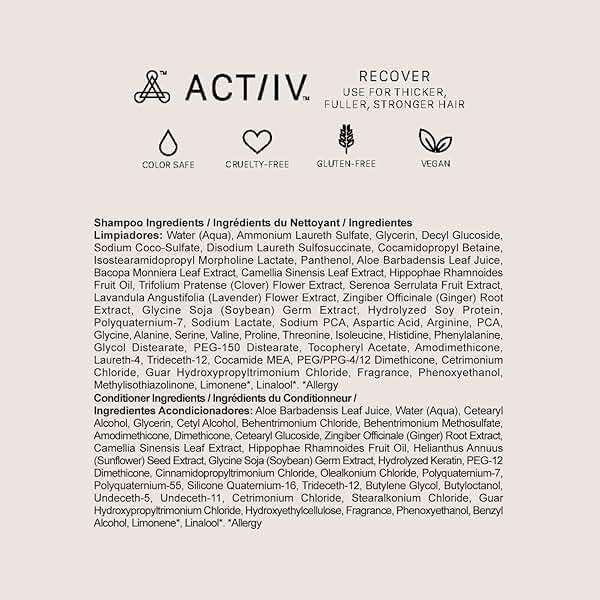 ACTIIV Recover Travel Duo For Women | Supports the Appearance of Fuller, Healthier-Looking Hair, Plant-Based, Color-Safe, Vegan, All Hair Types - Image 2