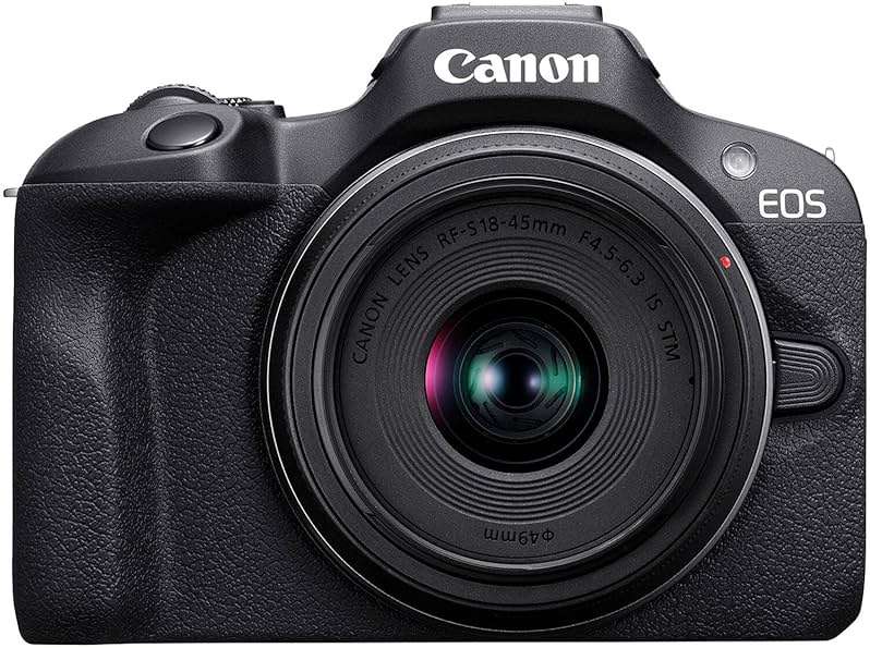Canon EOS R100 Mirrorless Camera w/Canon RF-S 18-45mm f/4.5-6.3 is STM Lens + Camera Case + 64GB Memory + Deluxe Starter Kit + Hand Grip Stabilizer Tripod + More (14pc Bundle) (Renewed) - Image 2
