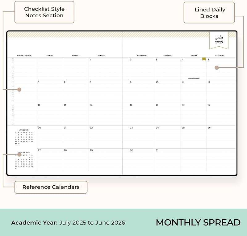 Blue Sky Day Designer 2025-2026 Weekly and Monthly Academic Year Planner Calendar, July 2025 - June 2026, 8" x 10", Faux Leather Cover, Bookbound, Black - Image 4