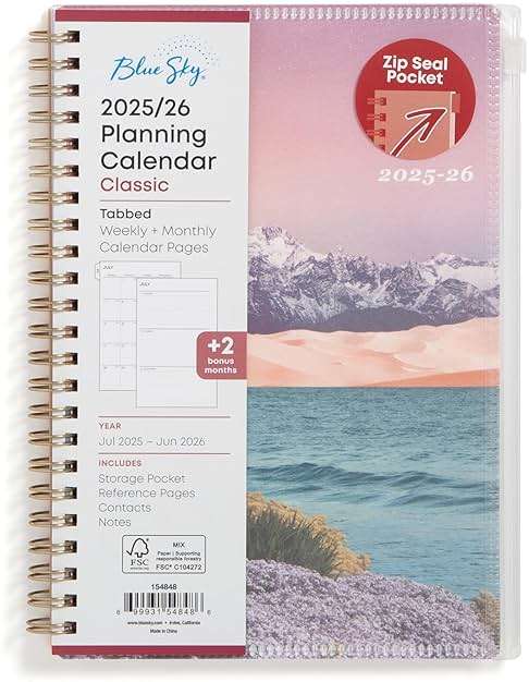 Blue Sky 2025-2026 Weekly and Monthly Academic Year Planner Calendar, July 2025 - June 2026, 5" x 8", Flexible Cover With Zip Pouch, Wirebound, Storage Pocket, Enough to Believe - Image 1