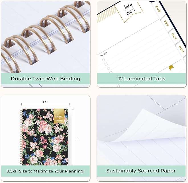 Blue Sky Day Designer 2025-2026 Weekly and Monthly Academic Year Planner Calendar, July 2025 - June 2026, 8.5" x 11", Flexible Cover, Wirebound, Rose Garden - Image 8