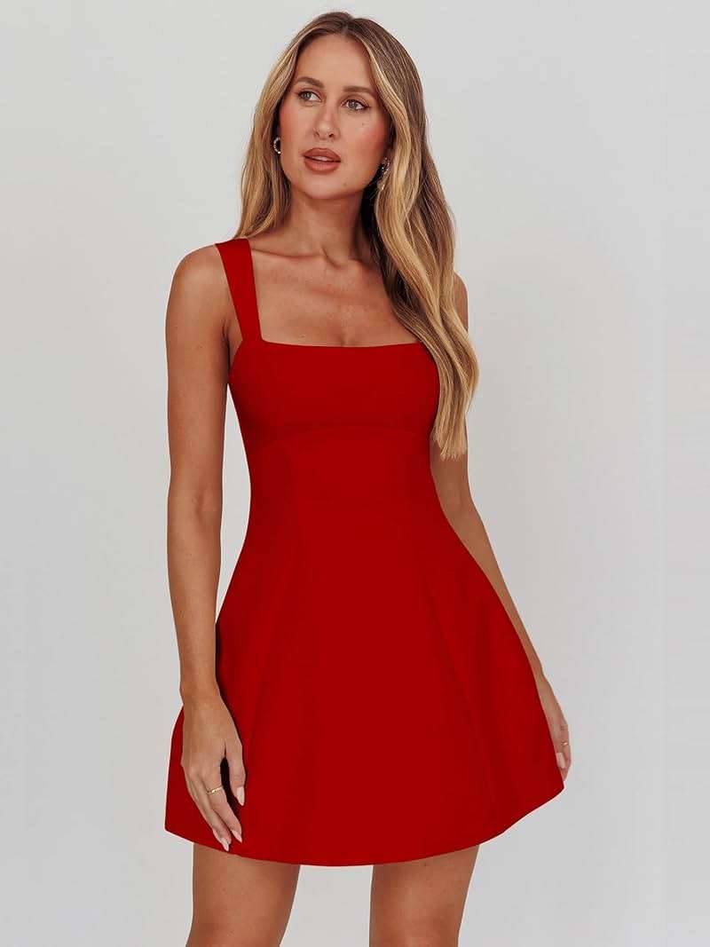 DAAWENXI Women's Casual Square Neck Sleeveless Tank Top Flare Mini Dress A Line Party Club Dresses - Image 2