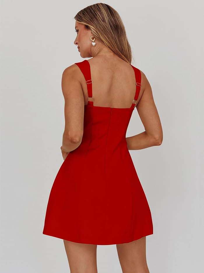 DAAWENXI Women's Casual Square Neck Sleeveless Tank Top Flare Mini Dress A Line Party Club Dresses - Image 3