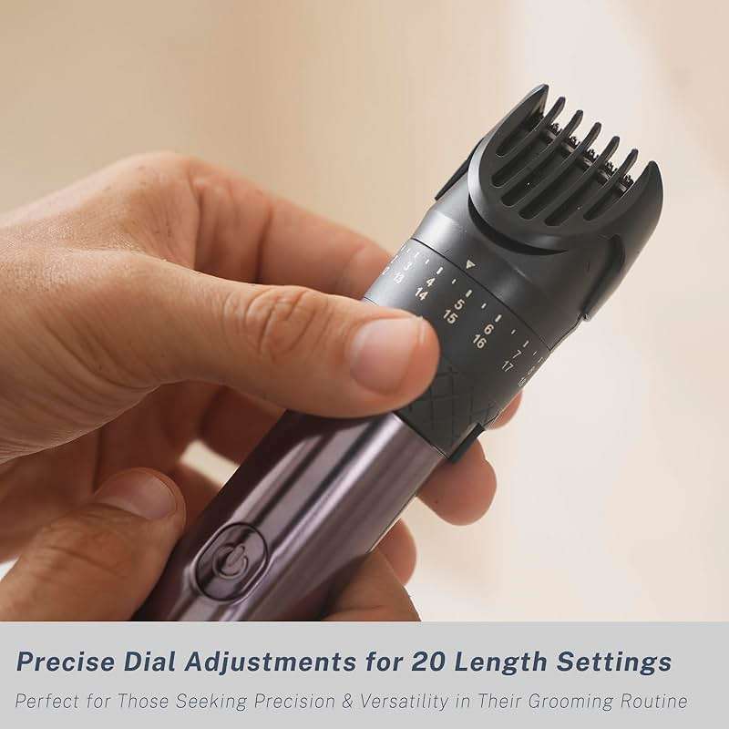 Beard Trimmer for Men, Professional 5-in-1 Hair Clippers with 20 Precision Dial Lengths, Electric Razors for Men IPX7 Waterproof Wet/Dry, USB-C Rechargeable Shaving Set with Dock for Face, Body, Nose - Image 3