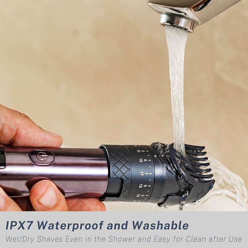Beard Trimmer for Men, Professional 5-in-1 Hair Clippers with 20 Precision Dial Lengths, Electric Razors for Men IPX7 Waterproof Wet/Dry, USB-C Rechargeable Shaving Set with Dock for Face, Body, Nose - Image 9