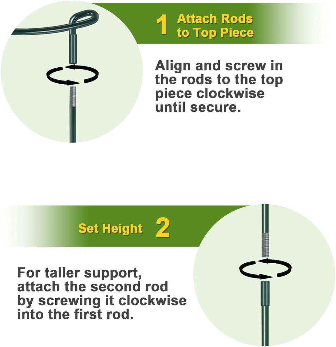 HiGift 4 Pack Height Adjustable Plant Support Stakes(12" or 24" or 36" H), Metal Peony Cages and Support Ring Half Round Garden Tall Plant Support for Indoor Outdoor Plant Snake Hydrangea Flowers - Image 3