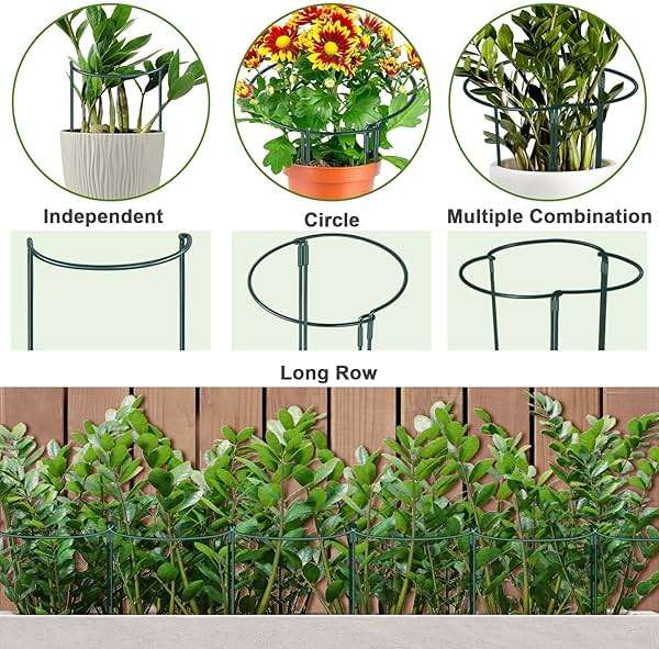 HiGift 4 Pack Height Adjustable Plant Support Stakes(12" or 24" or 36" H), Metal Peony Cages and Support Ring Half Round Garden Tall Plant Support for Indoor Outdoor Plant Snake Hydrangea Flowers - Image 6