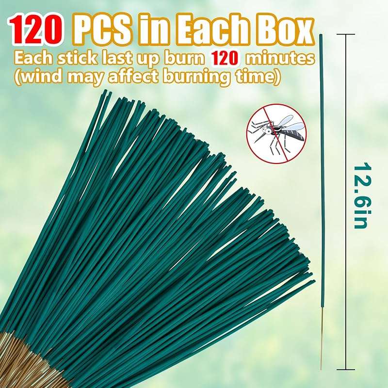 120 Pcs Citronella Oil Mosquito Incense Sticks, Natural Mosquito Repellent Outdoor Patio Plant-Based Bug Repellent for Patio Camping Essentials Fishing Backyard Travel Mosquito Control - Image 2