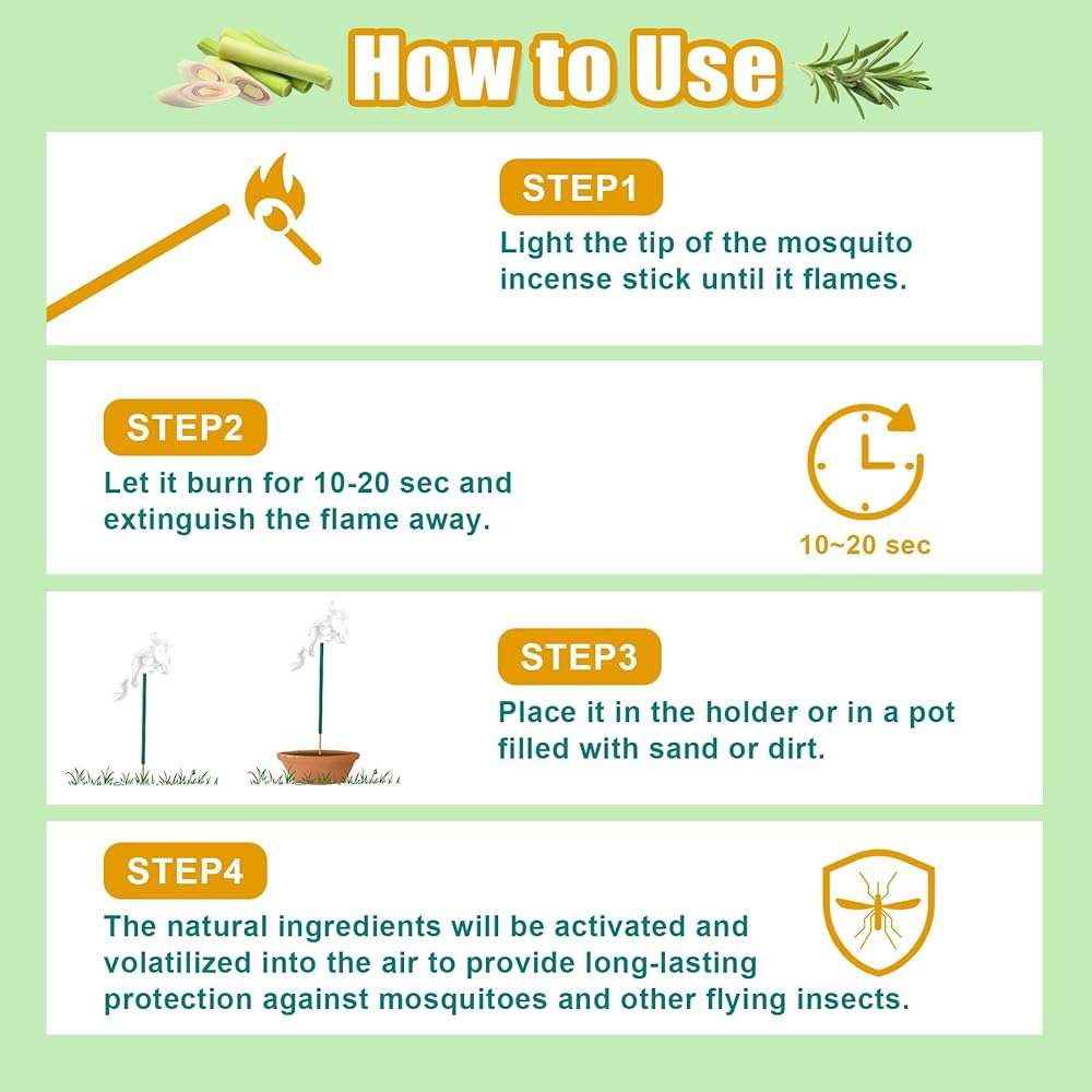 120 Pcs Citronella Oil Mosquito Incense Sticks, Natural Mosquito Repellent Outdoor Patio Plant-Based Bug Repellent for Patio Camping Essentials Fishing Backyard Travel Mosquito Control - Image 4