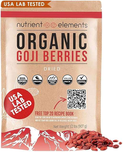 Nutrient Elements Goji Berries – 2 lb/32 oz – USDA Organic, Raw, Sun-Dried, Hand-Picked – Extra Large Dried Berries – Resealable Bag – Naturally Grown, No Additives - Image 1