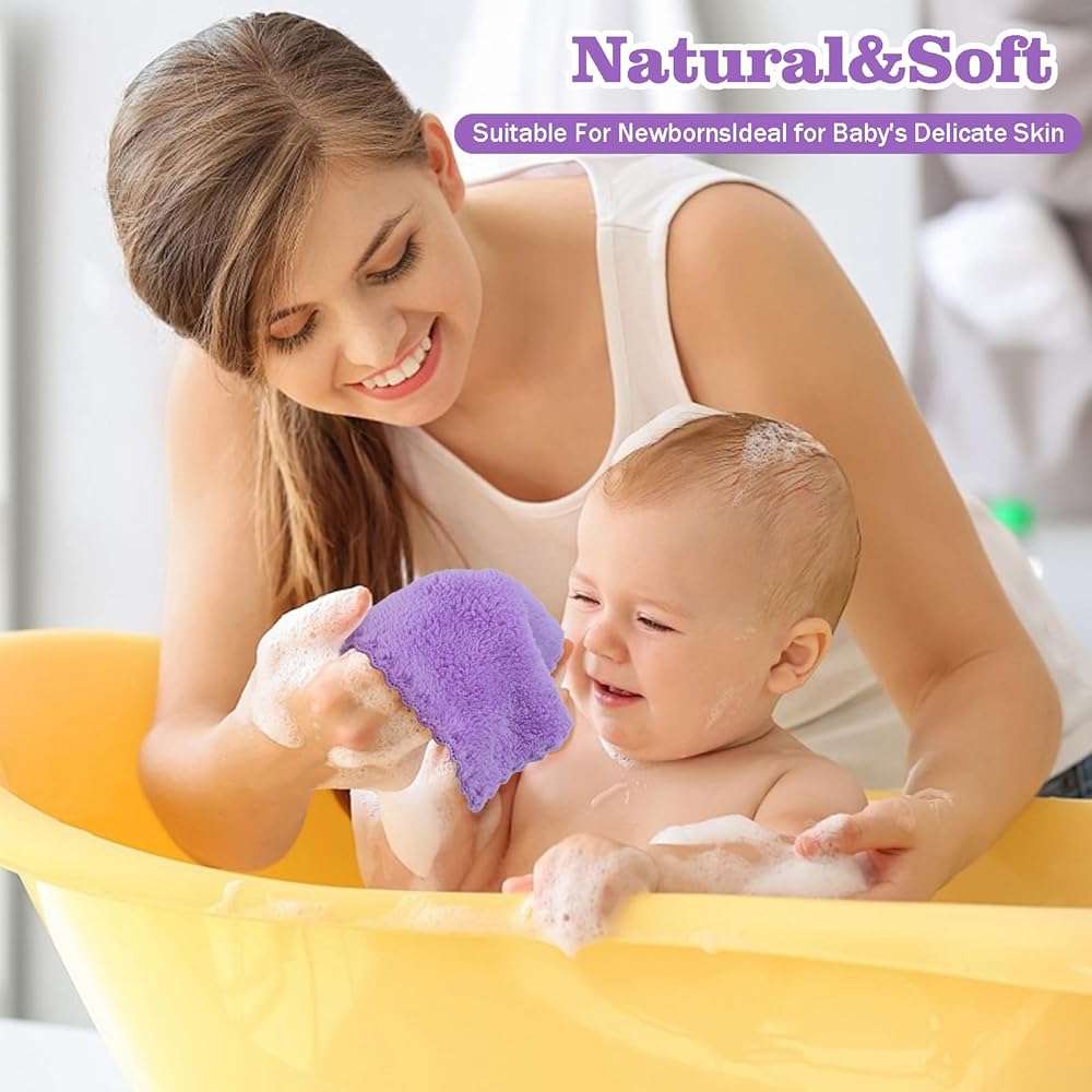 Puomue 24 Pack Baby Washcloths, Multicolor Microfiber Coral Fleece, 7" X 9", Ultra Soft and Absorbent Baby Washcloths for Newborns and Toddlers, Gentle for Sensitive Skin - Image 5