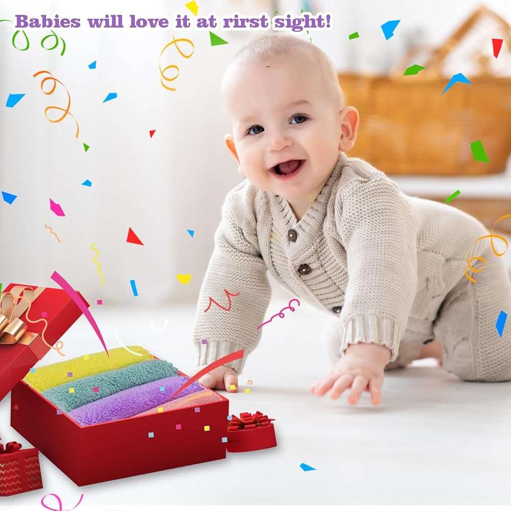 Puomue 24 Pack Baby Washcloths, Multicolor Microfiber Coral Fleece, 7" X 9", Ultra Soft and Absorbent Baby Washcloths for Newborns and Toddlers, Gentle for Sensitive Skin - Image 6