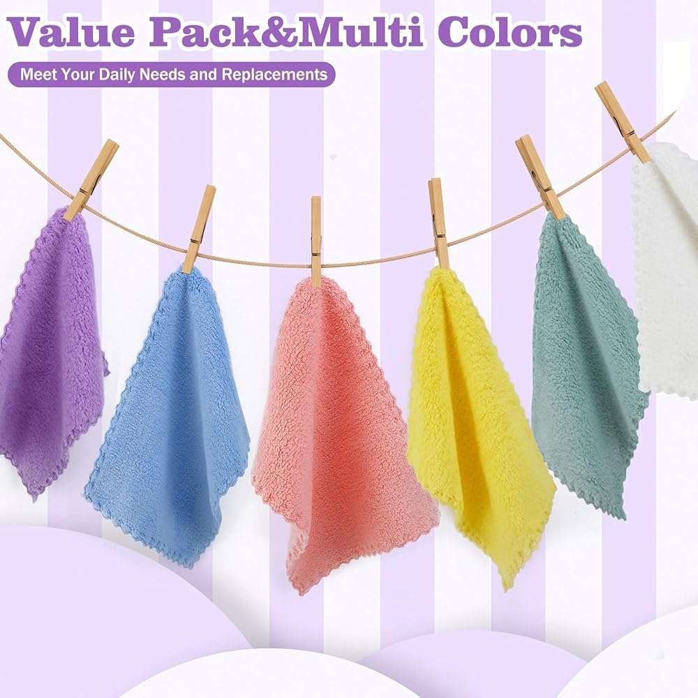 Puomue 24 Pack Baby Washcloths, Multicolor Microfiber Coral Fleece, 7" X 9", Ultra Soft and Absorbent Baby Washcloths for Newborns and Toddlers, Gentle for Sensitive Skin - Image 7