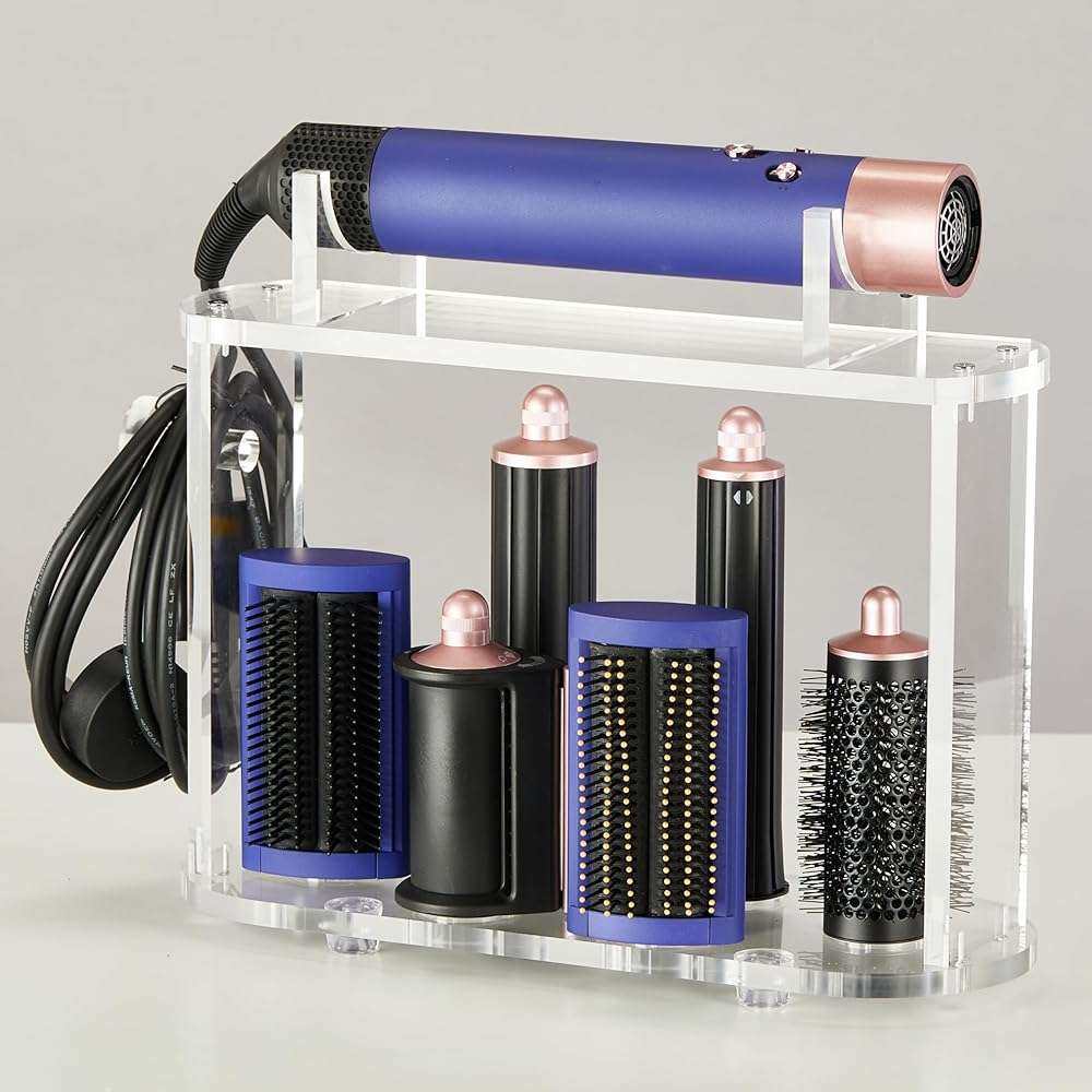 LifeLAZA Acrylic Holder and Organizer Compatible with Airwrap of Dyson and Airwrap Attachments, Airwrap Stand Storage, Countertop Airwrap Styler Rack Compatible with Airwrap Accessories - Image 1