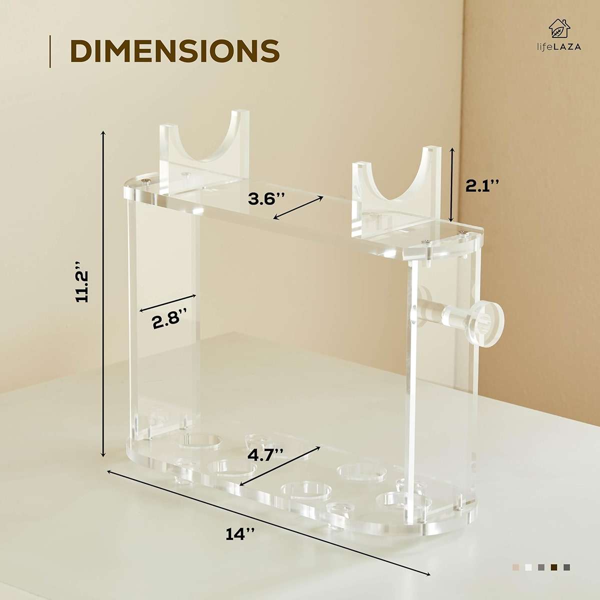 LifeLAZA Acrylic Holder and Organizer Compatible with Airwrap of Dyson and Airwrap Attachments, Airwrap Stand Storage, Countertop Airwrap Styler Rack Compatible with Airwrap Accessories - Image 2