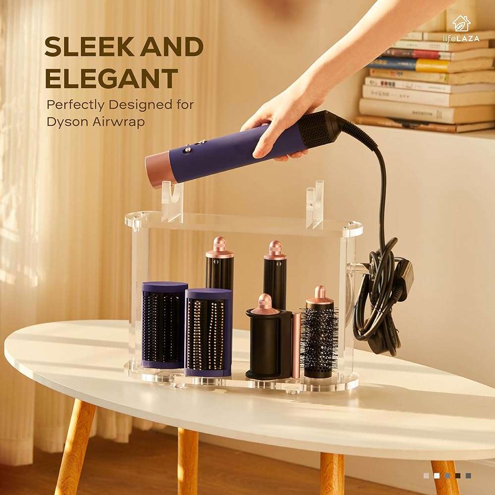 LifeLAZA Acrylic Holder and Organizer Compatible with Airwrap of Dyson and Airwrap Attachments, Airwrap Stand Storage, Countertop Airwrap Styler Rack Compatible with Airwrap Accessories - Image 3