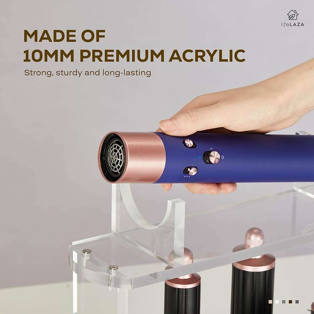 LifeLAZA Acrylic Holder and Organizer Compatible with Airwrap of Dyson and Airwrap Attachments, Airwrap Stand Storage, Countertop Airwrap Styler Rack Compatible with Airwrap Accessories - Image 4
