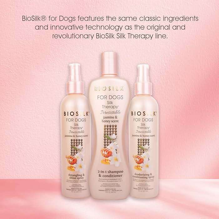 BioSilk for Dogs Silk Therapy Irresistible 2-in-1 Shampoo and Conditioner, Jasmine and Honey Scent, Hydrolyzed Silk Proteins, Paraben Free, pH Balanced for Dogs, Safe 8 Weeks+, 12 fl oz - Image 6