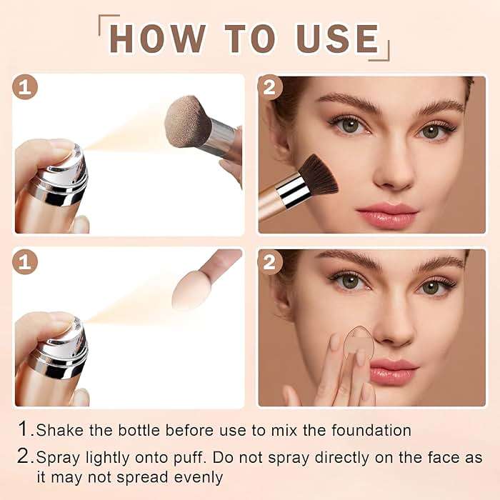 CAHIUYOA AirBrush Spray Foundation Makeup Silky Full Coverage Airbrush Flawless Foundation for Mature Skin,Long Lasting Natural Matte Finish Air Brush Makeup Foundation - 01 Natural/Warm Porcelain - Image 6