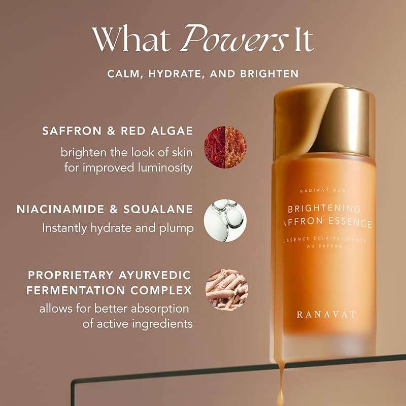 RANAVAT Radiant Rani Brightening Saffron Facial Essence - Hydrating Milk Toner Formulated with Niacinamide & Squalane to Moisturize & Calm Skin - Helps Improve the Appearance of Dark Spots (100ml) - Image 6