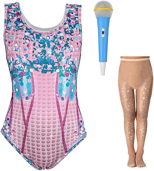 Kids Singer Star Costume for Girls Musical Dance 3D Printed Rhinestone Bodysuit Set Concert Party Cosplay 3-13 Years - Image 1