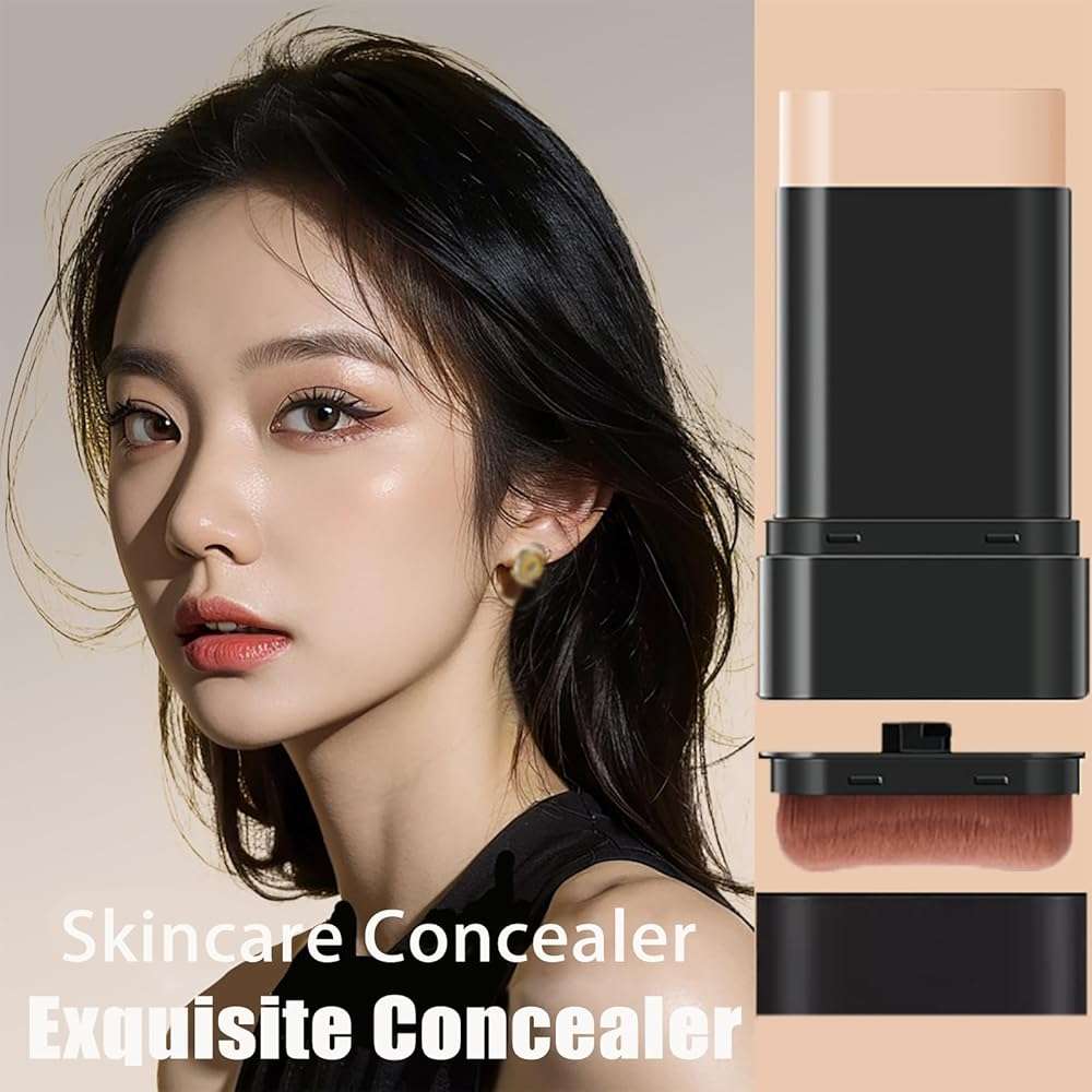2 In 1- Luxury Anti-Wrinkle Foundation Stick, Korea Flawless Eraser Foundation Stick With Brush, Contour Stick Foundation Face Stick, Makeup Eraser Korean Foundation Stick (Natural * 1) - Image 2