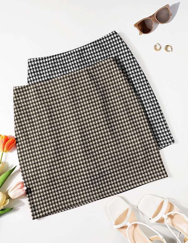 ZESICA Plaid Mini Skirt for Women 2026 Fall Winter High Waist A Line Bodycon Pencil Skirts Trendy - Image 6