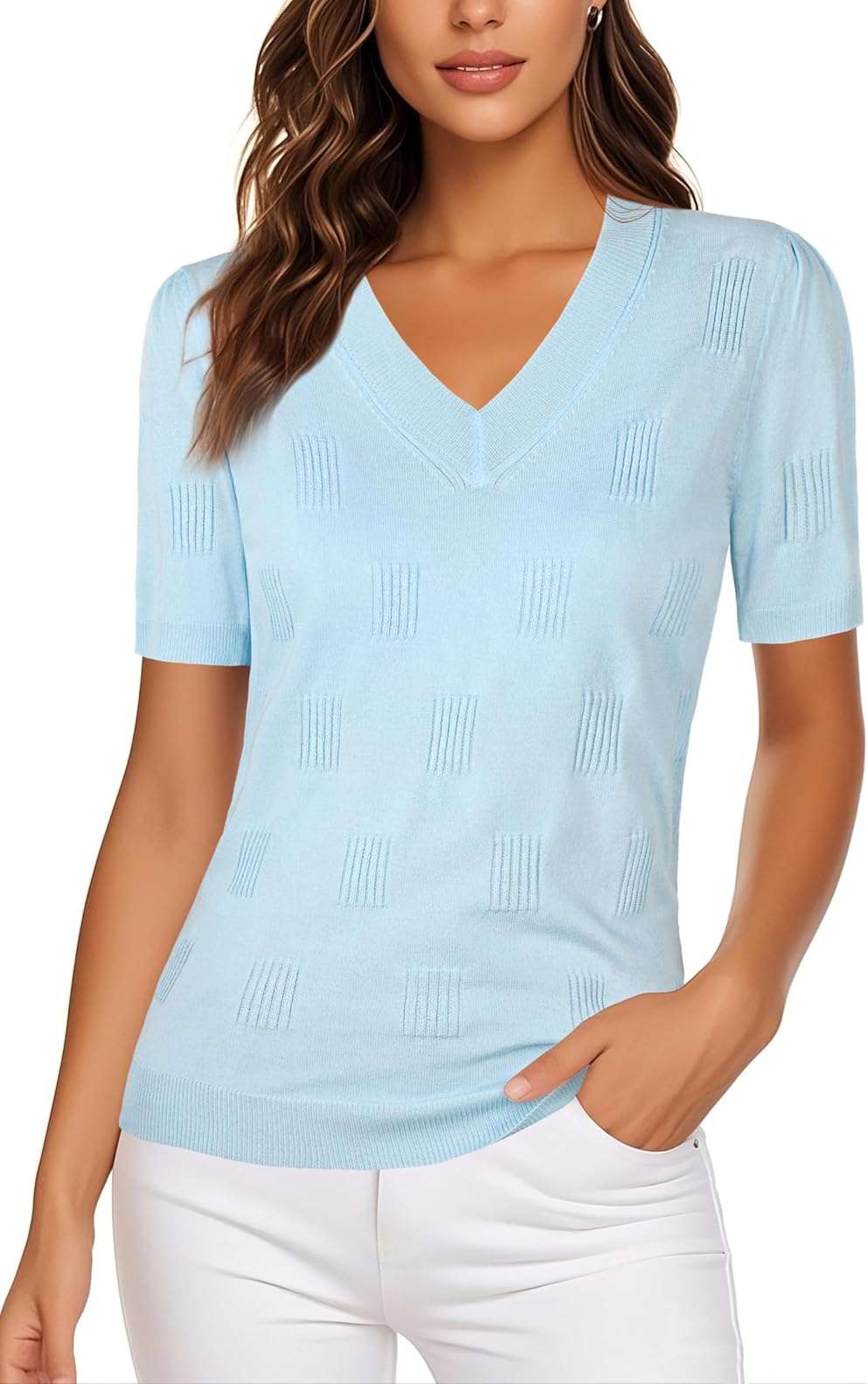 Ninedaily Women's Tops Short Sleeve Sweater Knit T-Shirts Dressy Casual Blouses - Image 3