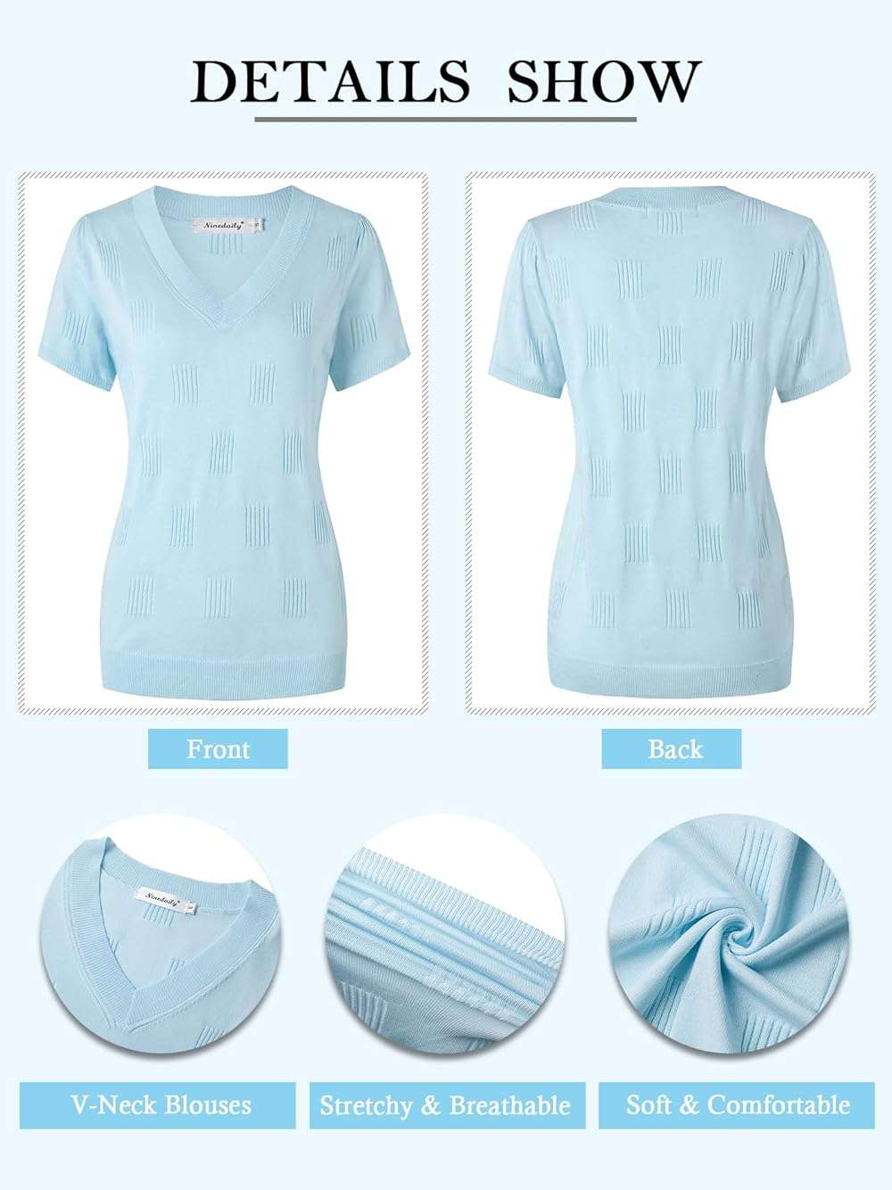 Ninedaily Women's Tops Short Sleeve Sweater Knit T-Shirts Dressy Casual Blouses - Image 5