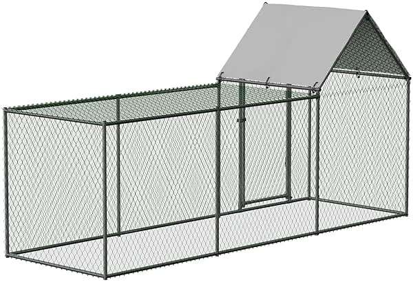 Chicken Coop, Large Metal Chicken Run, Outdoor Chicken Pen with Waterproof and Anti-UV Cover, Walk-in Chicken House with Lockable Door, for Yard, Farm Use, 10' W x 3.3' D x 5' H - Image 4