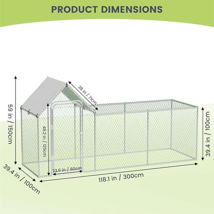 Chicken Coop, Large Metal Chicken Run, Outdoor Chicken Pen with Waterproof and Anti-UV Cover, Walk-in Chicken House with Lockable Door, for Yard, Farm Use, 10' W x 3.3' D x 5' H - Image 7