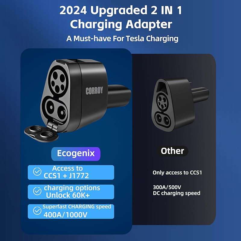 CORROY Upgraded CCS to J1772 Adapter for Cybertruck, SuperFast Charging Accessories, Compatible with Tesla Model 3/Y/S/X - Image 2