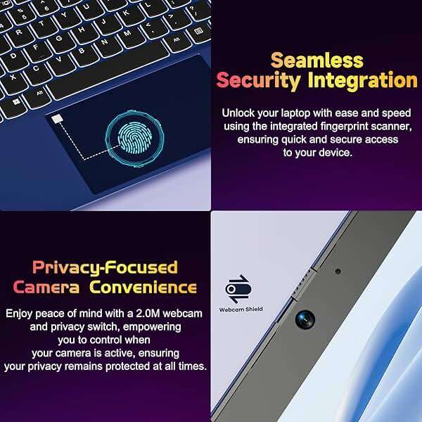 15.6-FHD-Laptop Student-Laptop, 16GB RAM 256GB SSD, Intel Pentium Quad-Core N100 Processor (Up to 3.4GHz) Backlit Keyboard Fingerprint WiFi 6 BT5.2 Business-Laptop, 2 Years Warranty Windows 11 Laptop - Image 5