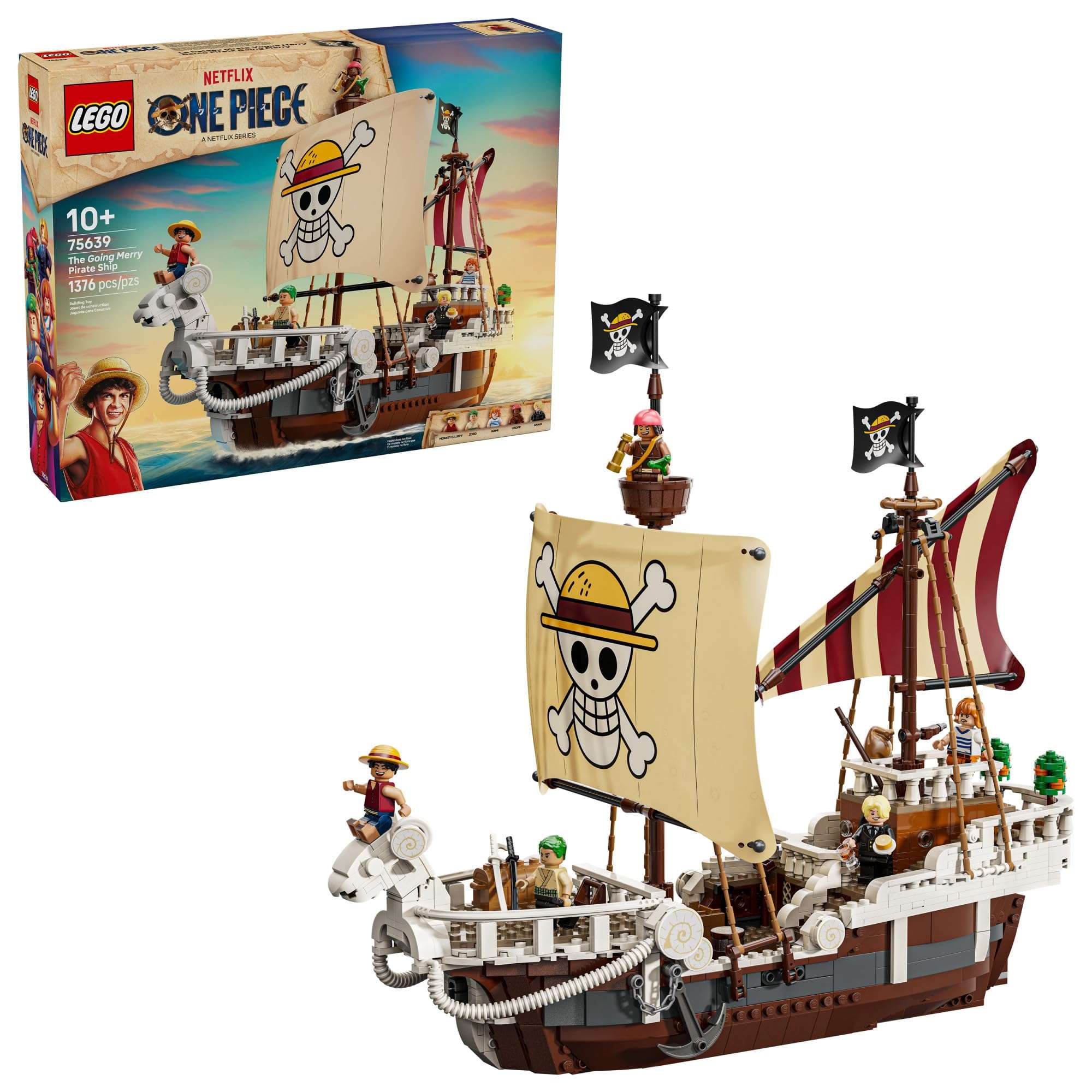 Lego ONE Piece The Going Merry Pirate Ship Building Blocks - Pretend Play Adventure Toy for Boys & Girls, 10+ - Straw Hat Crew Toy Figures & Playset for Anime Fans - Gift Idea for Birthdays - 75639 - Image 1