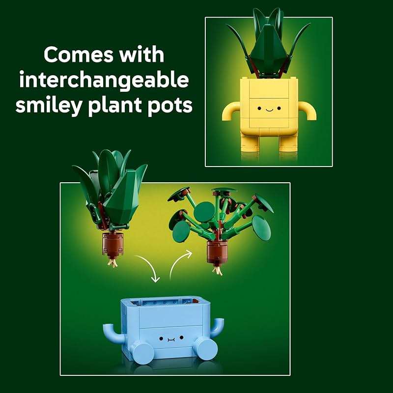 LEGO Botanicals Happy Plants Building Toy for Kids, Girls, and Boys 9+ - Playroom Decor for Desk or Shelf - Birthday Gift Idea for Young Gardeners - Artificial Indoor Plant for Play & Display - 10349 - Image 5