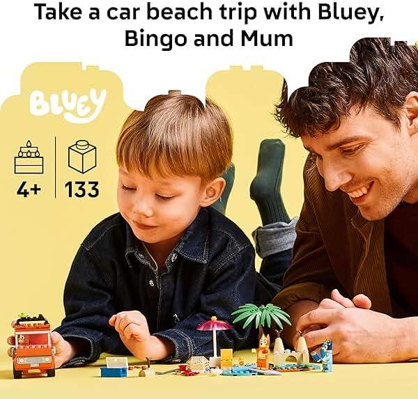LEGO Bluey: Bluey’s Beach & Family Car Trip - Toddler Learning Toy for Kids 4+ - Includes Bluey, Bingo, and Mum Minifigures - Birthday Gift for Boys and Girls, Ages 4+ - 11202 - Image 2