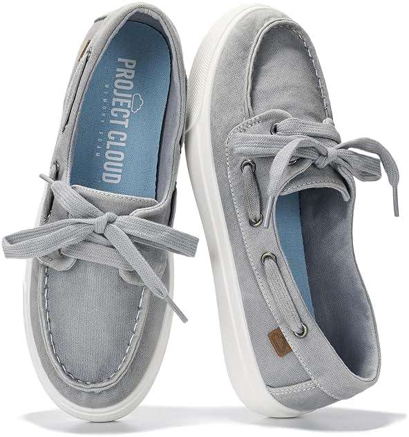 Project Cloud Sneakers for Women - Memory Foam Spring Shoes for Women Footwear - Slip-On Boat Shoes - Non Slip Fashion Sneakers - Lightweight Loafers (Seasalt, Gray, 8.5) - Image 1