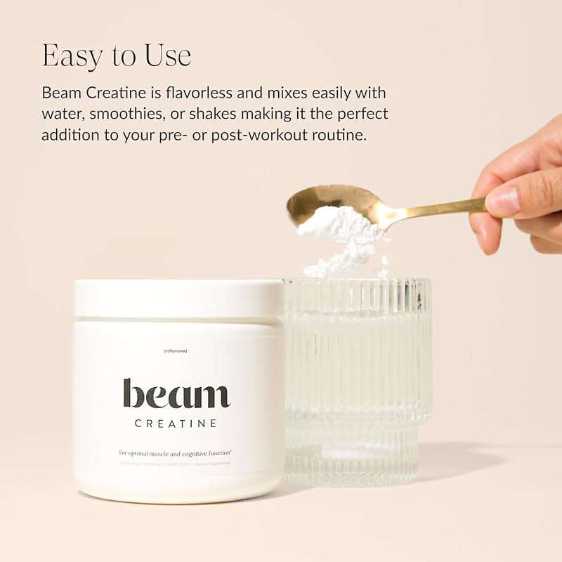 BEAM Creatine Monohydrate Powder – 5g Micronized Creatine Monohydrate, Third Party Tested Creatine for Women & Men, Muscle Strength, Growth, Recovery & Cognitive Support, Unflavored, 30 Servings - Image 2