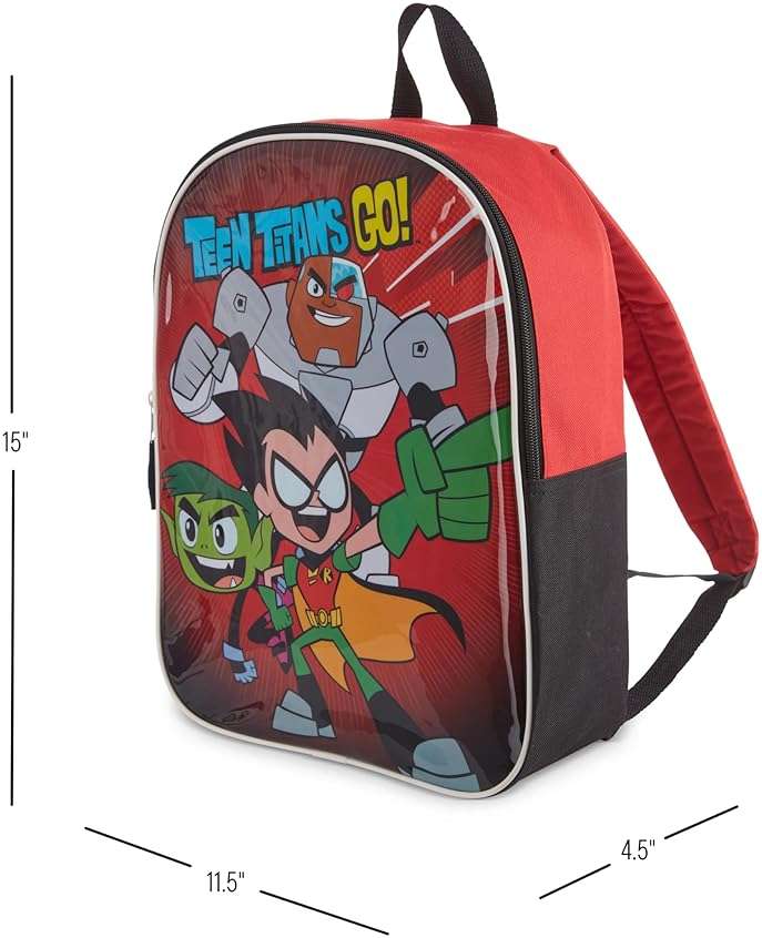 DC Comics Teen Titans Go Toddler Boy Backpack - 15" Padded Straps & Zip Compartment - Lightweight & Durable Polyester - Perfect for Preschool & Kindergarten - Image 2